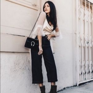 Moto Raw Denim Cropped WIDE LEG Jean